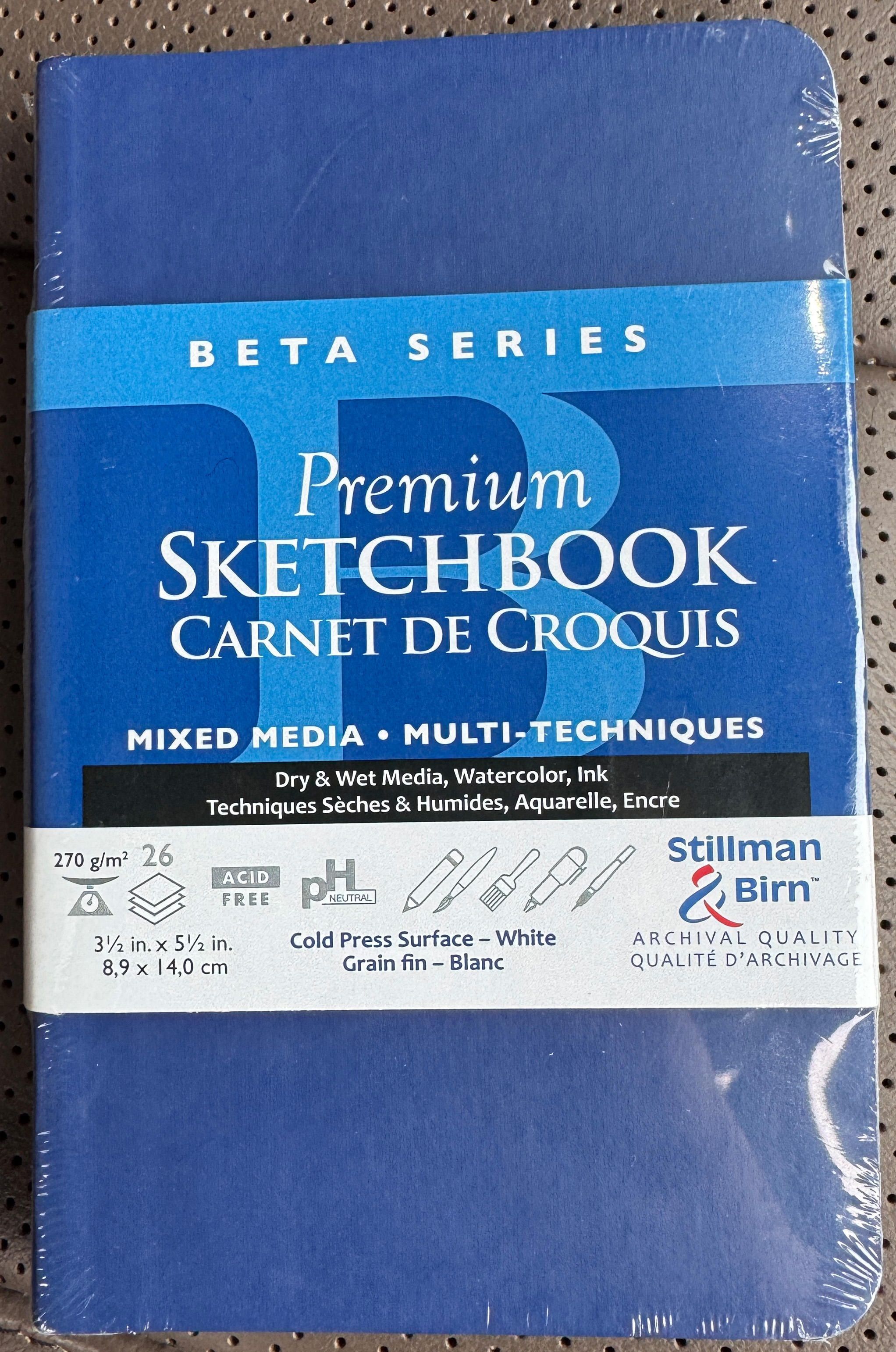 A small A6 portrait soft cover sketchbook by Stillman & Birn Beta series